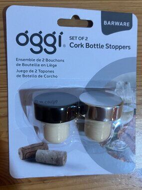 OGGI T-shaped Wine Corks, 2-pc Set, Reusable & Low Profile for Wine & Beer Bottl